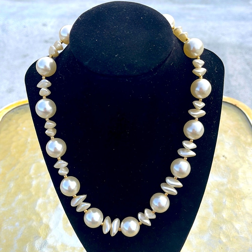 Pearl White multi shaped Necklace